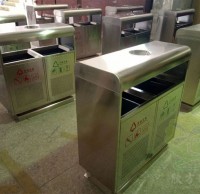 戶(hù)外方形不銹鋼環(huán)保分類(lèi)垃圾桶