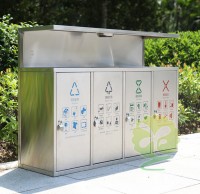 戶(hù)外市政街道四連體不銹鋼垃圾箱
