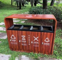 轉(zhuǎn)木紋四分類(lèi)不銹鋼垃圾箱定制城市新名片