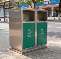 戶外街道兩分類不銹鋼垃圾箱，讓環(huán)保與美學(xué)并行